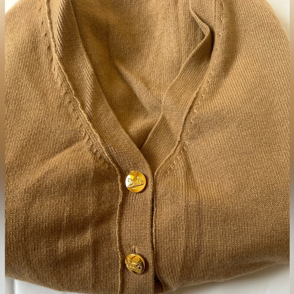 CHICJOC 100% Cashmere Cardigan Camel Size 36 - Picture 6 of 12